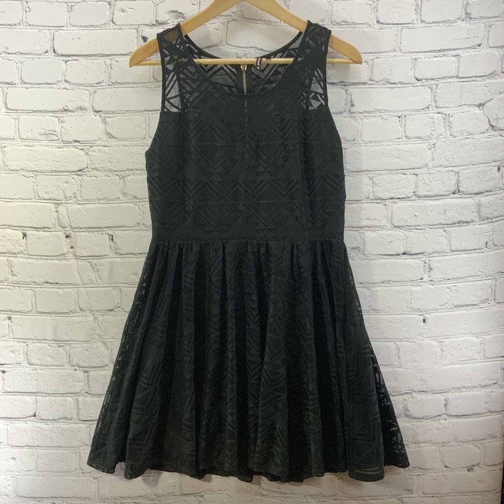 Heart Soul‎ Dress Womens Sz XL Black Lace Eyelet Whimsy Goth Witchy